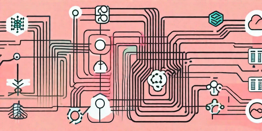 Various etf icons connected with digital neural network lines