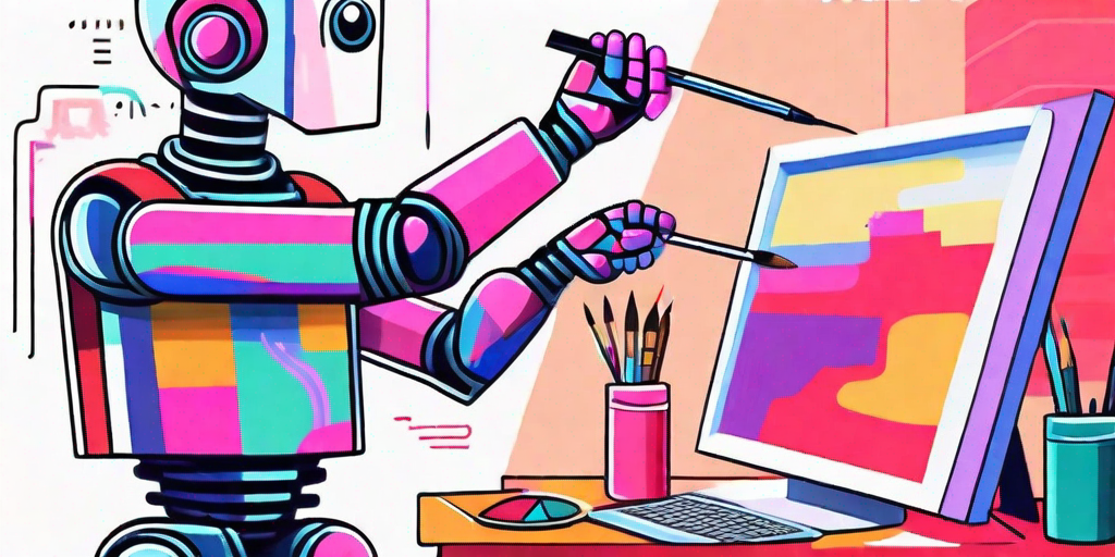 An ai-powered robot creatively painting on a canvas