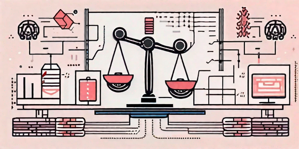 A scale of justice balanced on a computer chip