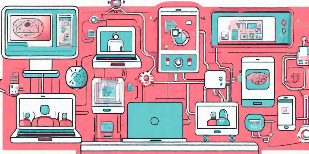A variety of ai-chatbots interacting with different technological devices