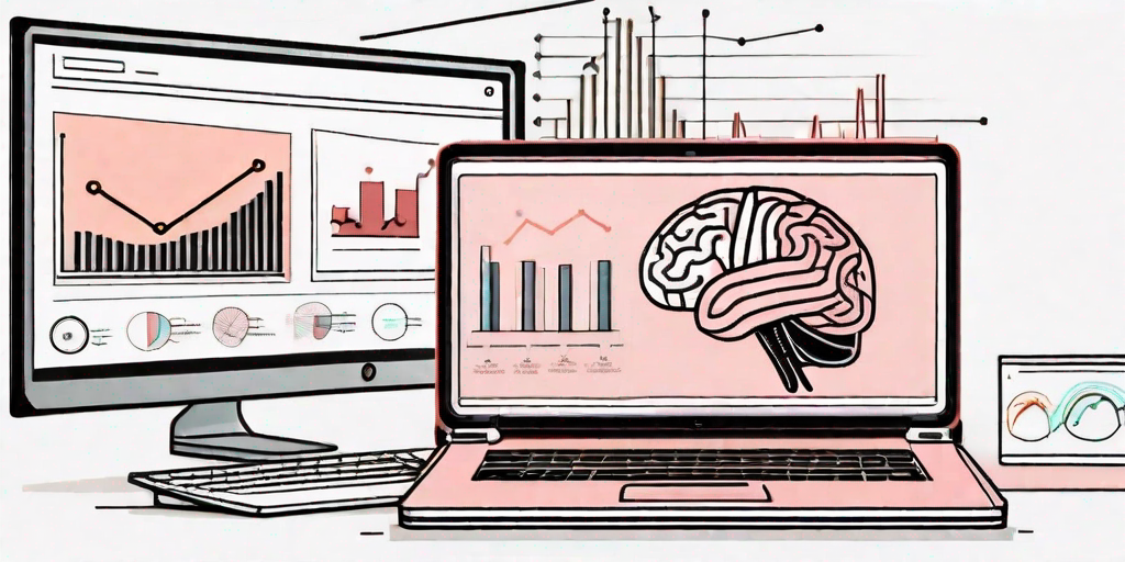 A laptop screen displaying a powerpoint presentation with various charts and diagrams