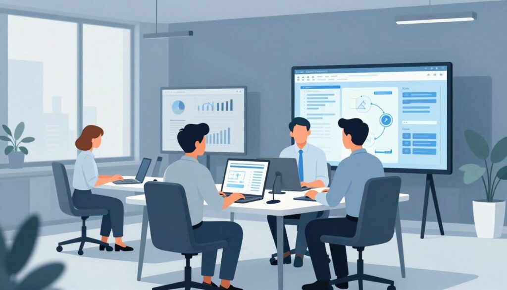 Small business team using AI technology tools