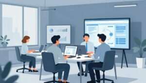 Small business team using AI technology tools